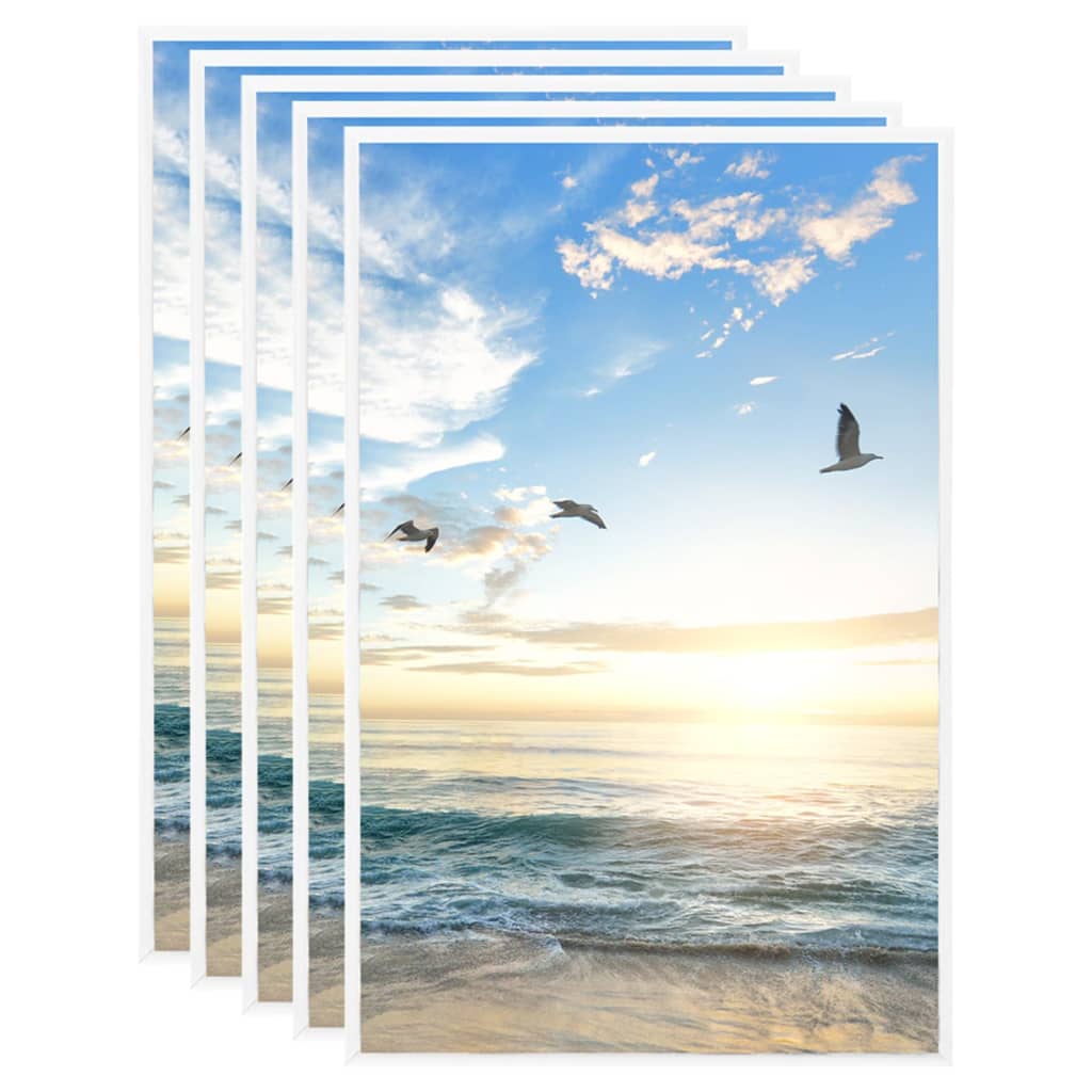 VIDAXL -Fotorahmen 5 PCs für Wand oder Tabelle 13x18 cm MDF Weiß
