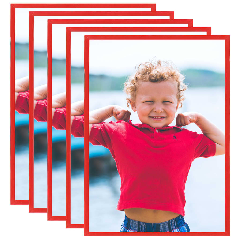 VIDAXL -Fotorahmen 5 PCs für Wand oder Tabelle 70x90 cm MDF rot