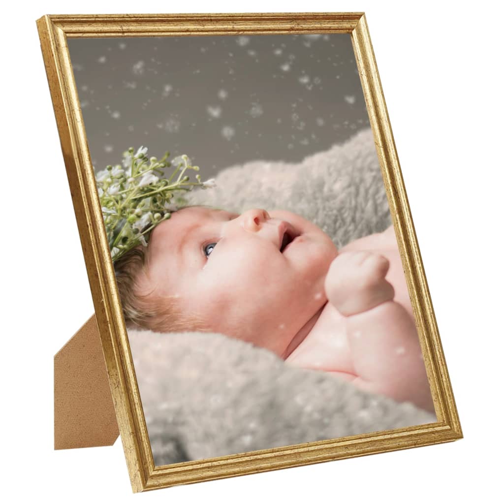 VIDAXL -Fotorahmen 10 PCs für Tabelle 10x15 cm MDF Gold gefärbt