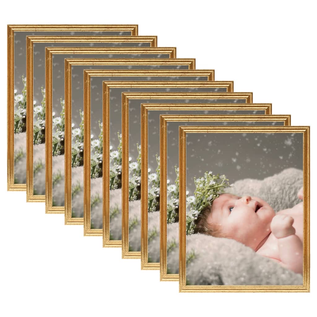 VIDAXL -Fotorahmen 10 PCs für Tabelle 13x18 cm MDF Gold gefärbt