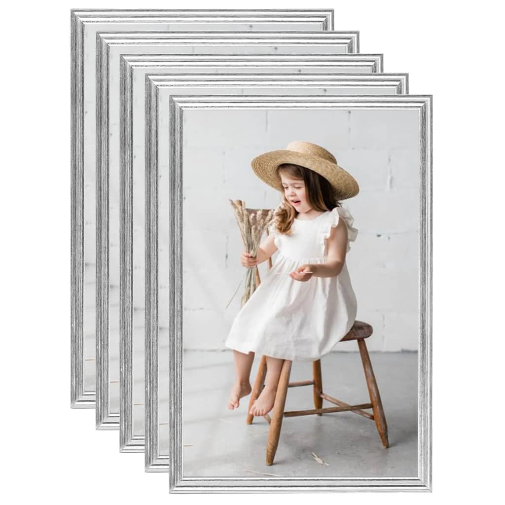 VIDAXL -Fotorahmen 5 PCs für Wand oder Tabelle 59.4x84 cm Silberfarbe