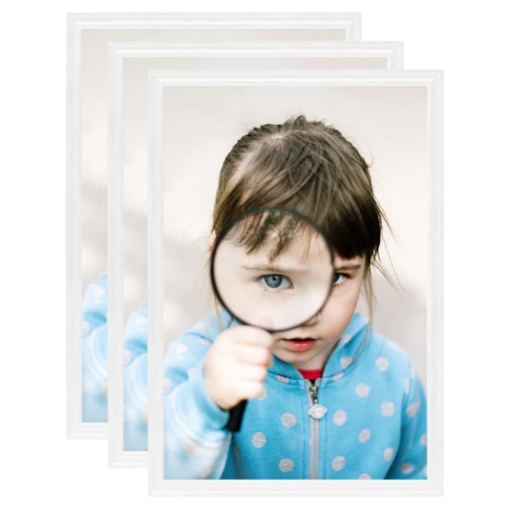 Vidaxl -Fotorahmen 3 PCs für Tabelle 18x24 cm MDF Weiß