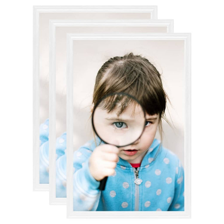 Vidaxl -Fotorahmen 3 PCs für Tabelle 21x29.7cm MDF Weiß