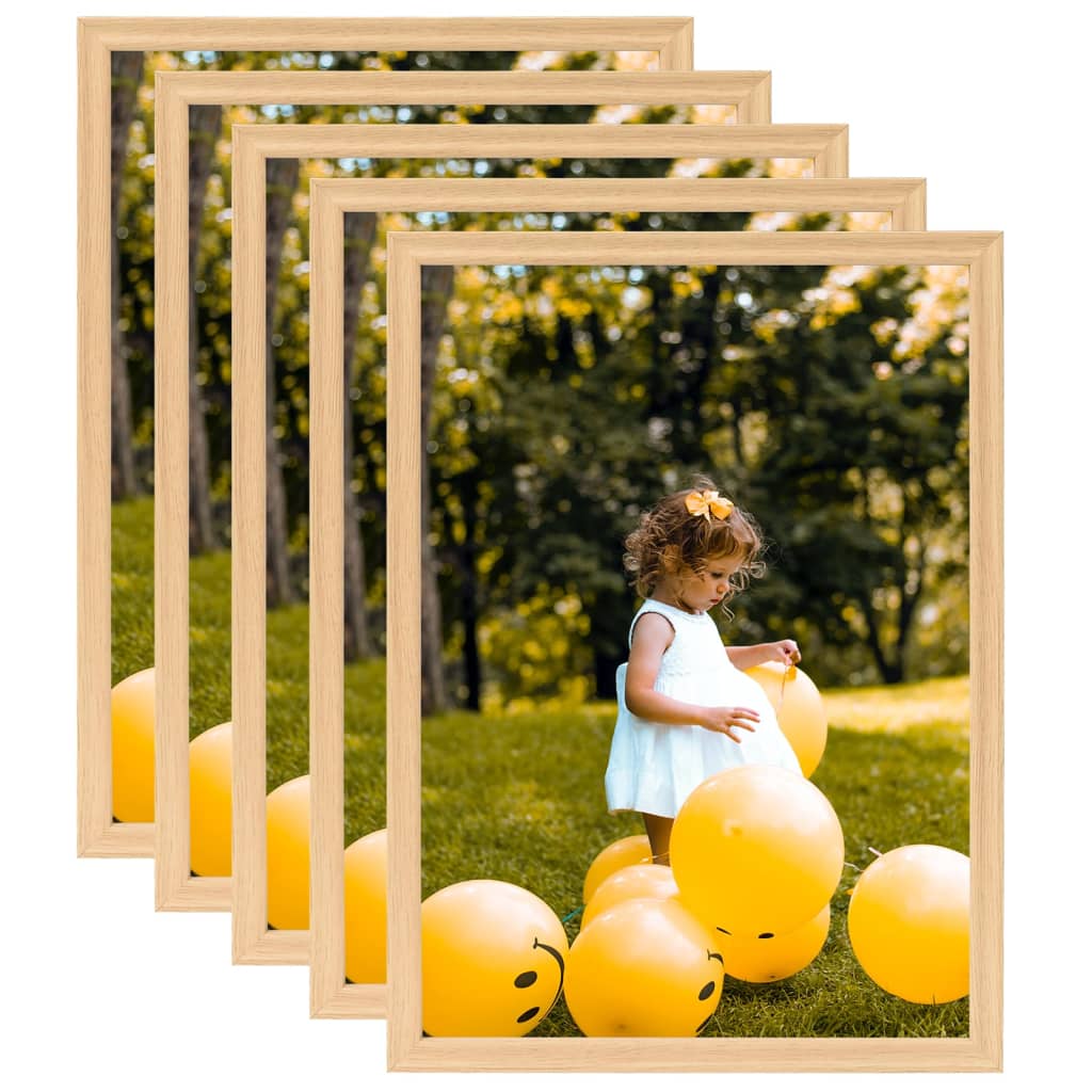 VIDAXL -Fotorahmen 5 PCs für Wand oder Tabelle 59.4x84 cm Lichteiche Farbe