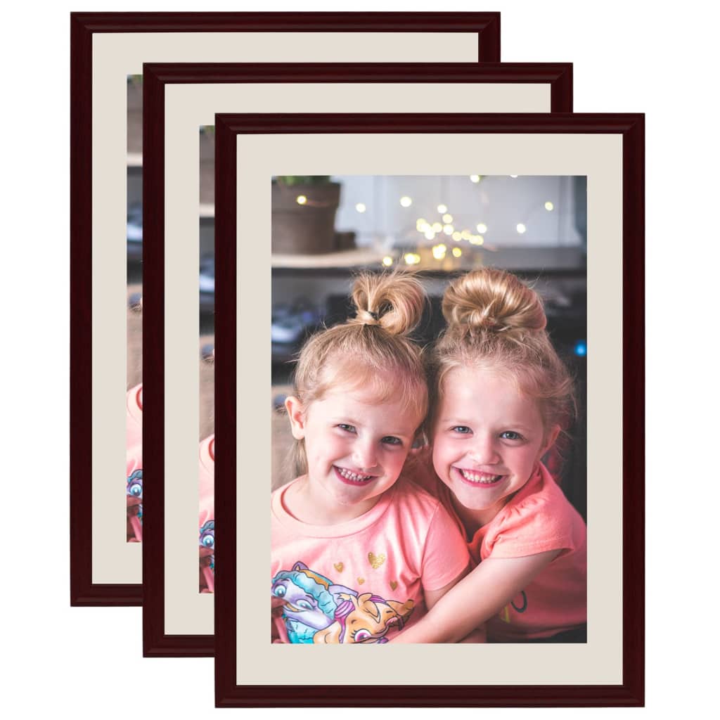 Vidaxl -Fotorahmen 3 STs für Wand oder Tabelle 59.4x84 cm dunkelrot