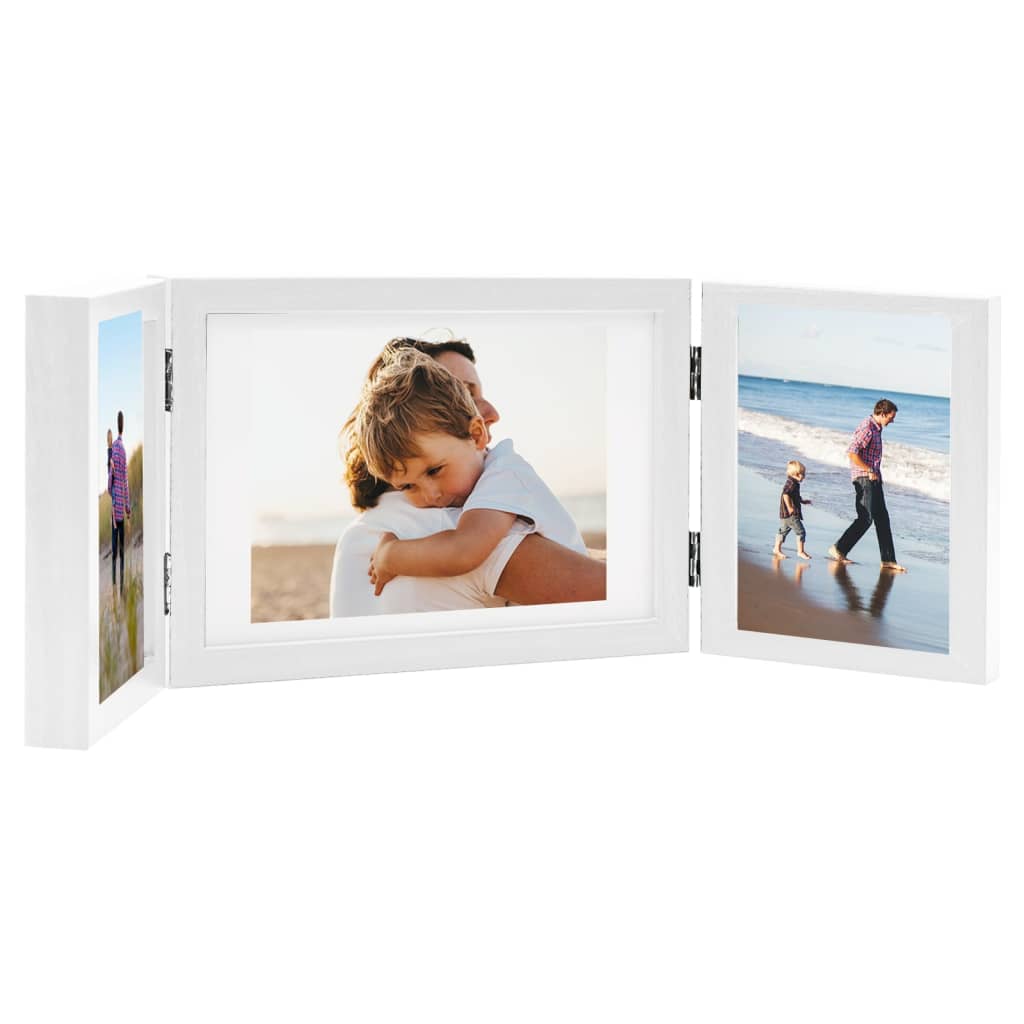 Vidaxl Fotorahmen Triptychon 28x18 cm+2x (13x18 cm) Weiß