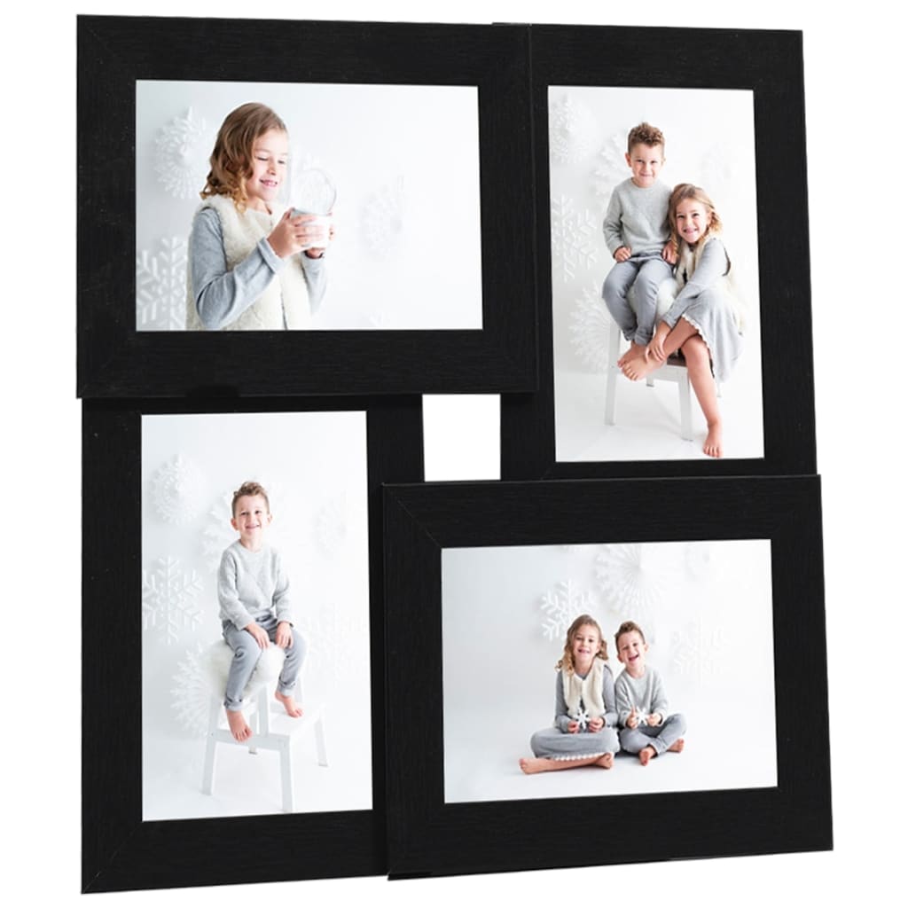 VIDAXL -Fotorahmen für 4x (10x15 cm) Foto MDF Schwarz