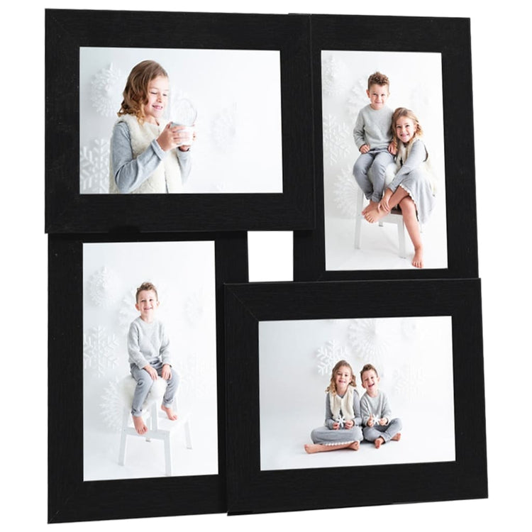 VIDAXL -Fotorahmen für 4x (10x15 cm) Foto MDF Schwarz