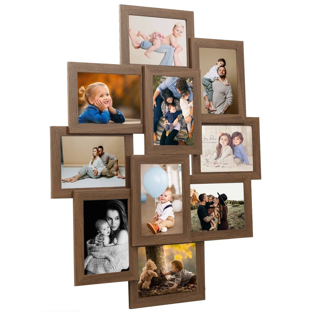 VIDAXL -Fotorahmen für 10x (13x18 cm) Foto MDF Lichtbruin