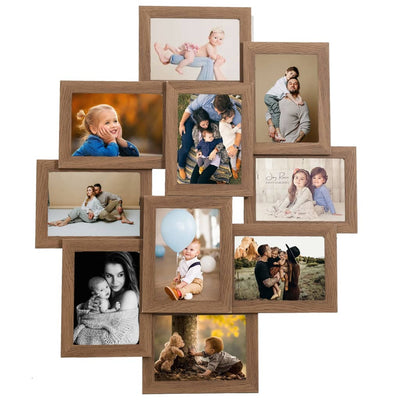 VIDAXL -Fotorahmen für 10x (13x18 cm) Foto MDF Lichtbruin