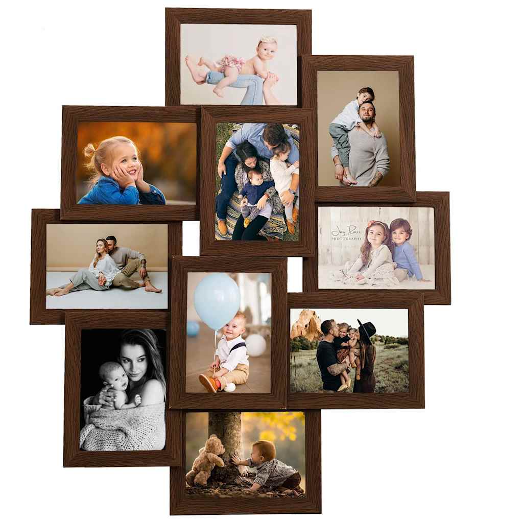 VIDAXL -Fotorahmen für 10x (10x15 cm) Foto MDF Dark Bruin