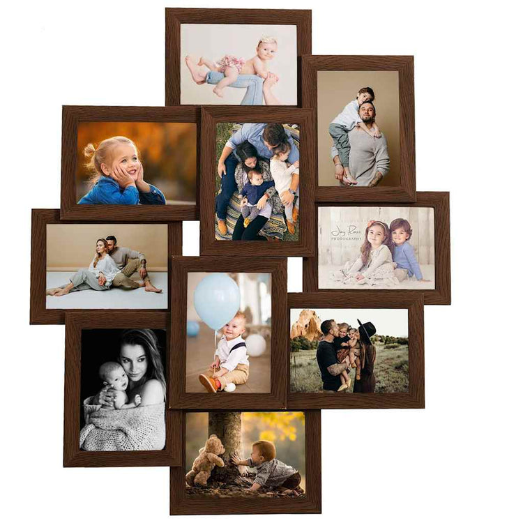 VIDAXL -Fotorahmen für 10x (10x15 cm) Foto MDF Dark Bruin