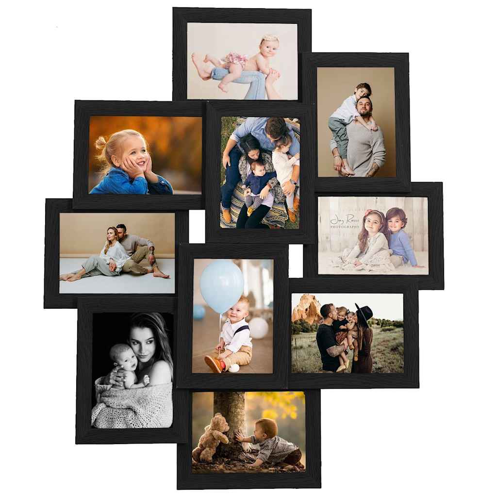 VIDAXL -Fotorahmen für 10x (10x15 cm) Foto MDF Schwarz