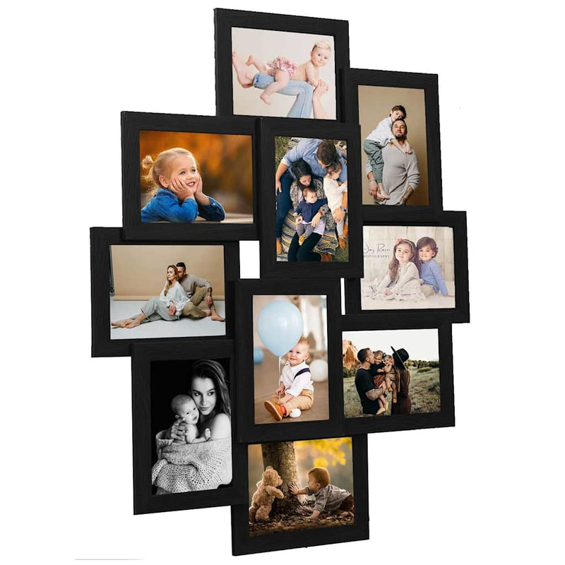 VIDAXL -Fotorahmen für 10x (13x18 cm) Foto MDF Schwarz