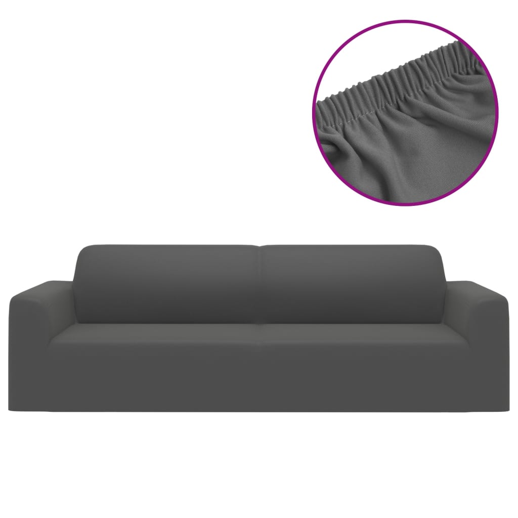 VIDAXL Drei -SOFA -Abdeckung Stretch Polyester -Jersey Anthrazit -gelenkt