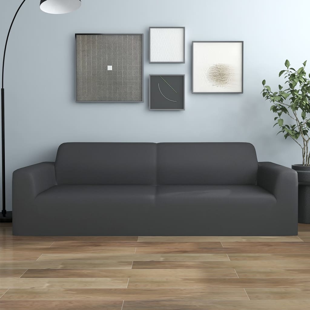 VIDAXL Drei -SOFA -Abdeckung Stretch Polyester -Jersey Anthrazit -gelenkt