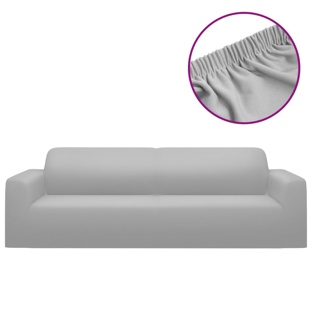 Vidaxl Drei -Eierer -Bankabdeckung Stretch Polyester Jersey Grey