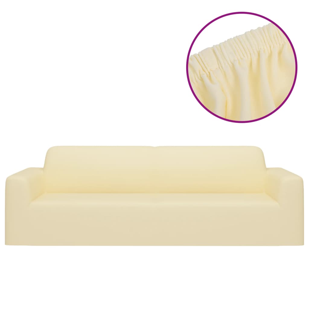 VIDAXL Drei -Eierer -Bankabdeckung Stretch Polyester -Jersey Cream -Colored
