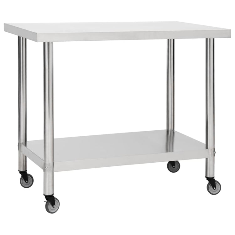 VIDAXL KISchenwork -Tisch mit Rädern 80x60x85 cm Edelstahl