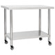 VIDAXL KISchenwork -Tisch mit Rädern 80x60x85 cm Edelstahl
