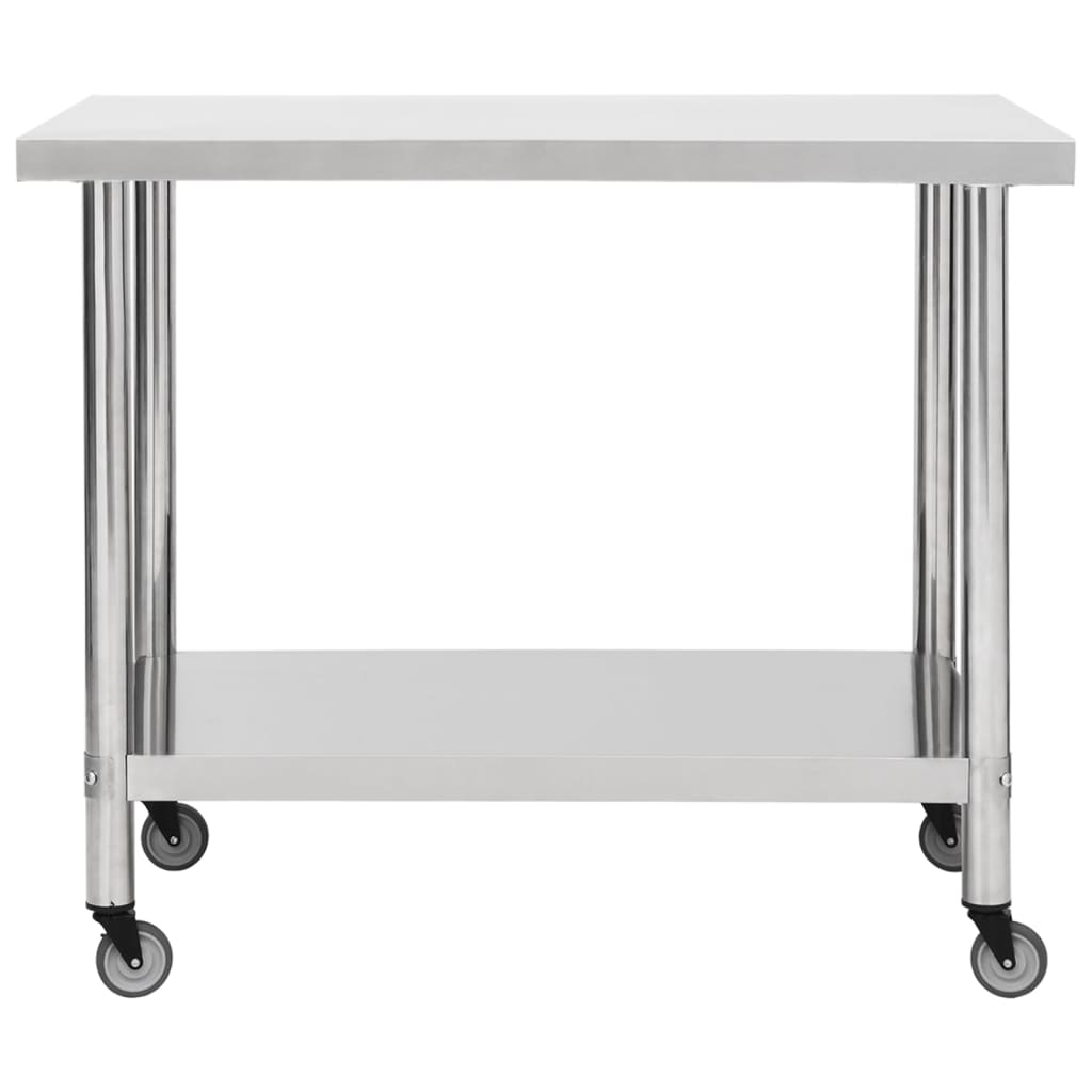 VIDAXL KISchenwork -Tisch mit Rädern 80x60x85 cm Edelstahl