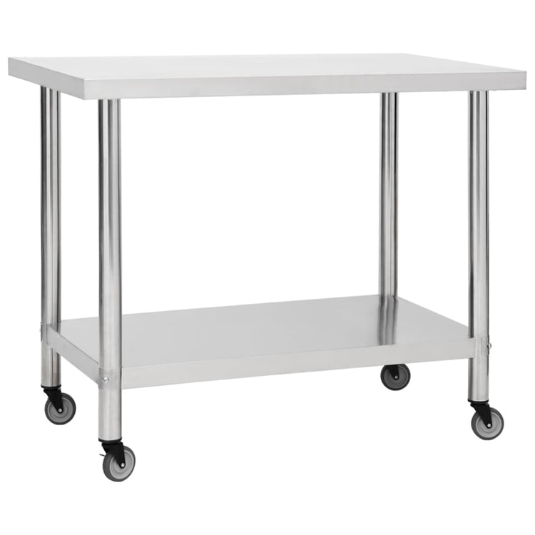 VIDAXL KISchenwork -Tisch mit Rädern 100x60x85 cm Edelstahl