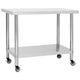 VIDAXL KISchenwork -Tisch mit Rädern 100x60x85 cm Edelstahl