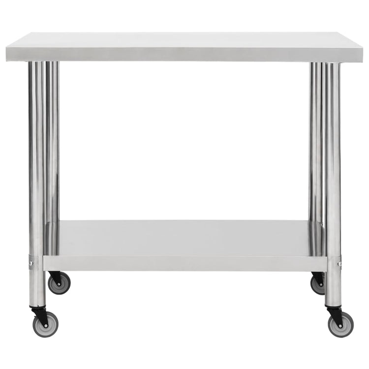 VIDAXL KISchenwork -Tisch mit Rädern 100x60x85 cm Edelstahl