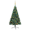 Vidaxl Kunstkerstboom mit Beleuchtung und Weihnachtsbällen halb nach 120 cm Grün