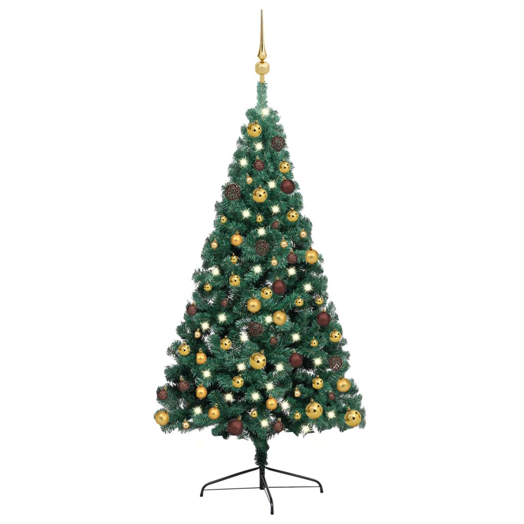 Vidaxl Kunstkerstboom mit Beleuchtung und Weihnachtsbällen halb 240 cm Grün