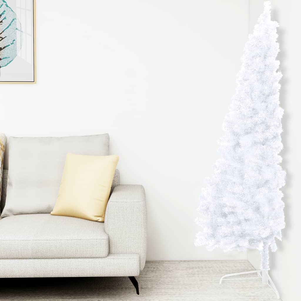 Vidaxl Kunstkerstboom mit Beleuchtung und Weihnachtsbällen halb 150 cm weiß