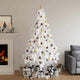 Vidaxl Kunstkerstboom mit Beleuchtung und Weihnachtskugeln halb 210 cm weiß