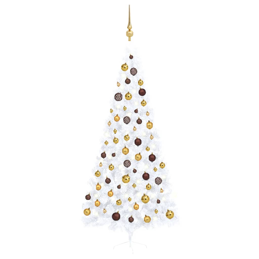 Vidaxl Kunstkerstboom mit Beleuchtung und Weihnachtsbällen halb 240 cm weiß