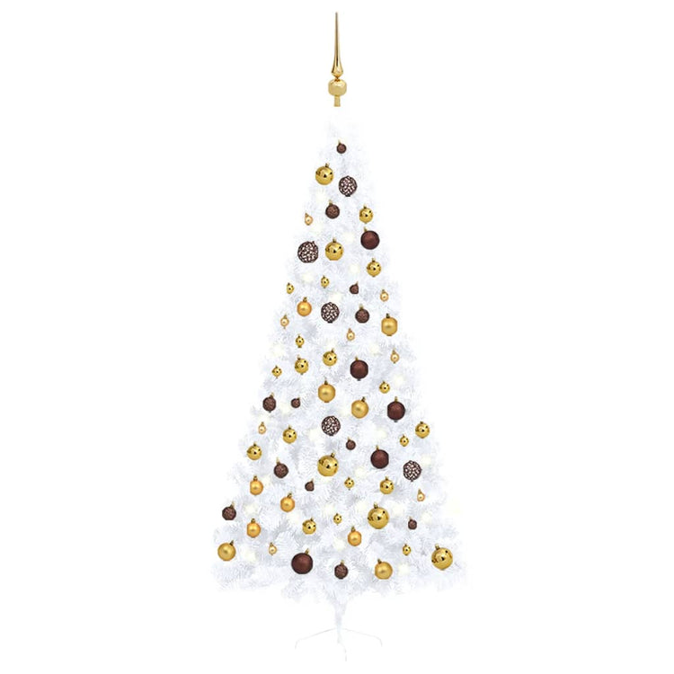 Vidaxl Kunstkerstboom mit Beleuchtung und Weihnachtsbällen halb 240 cm weiß