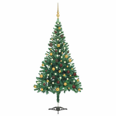 VIDAXL KUNSTKERSTBOOM mit Beleuchtung und Weihnachtskugeln 910 Zweige 210 cm