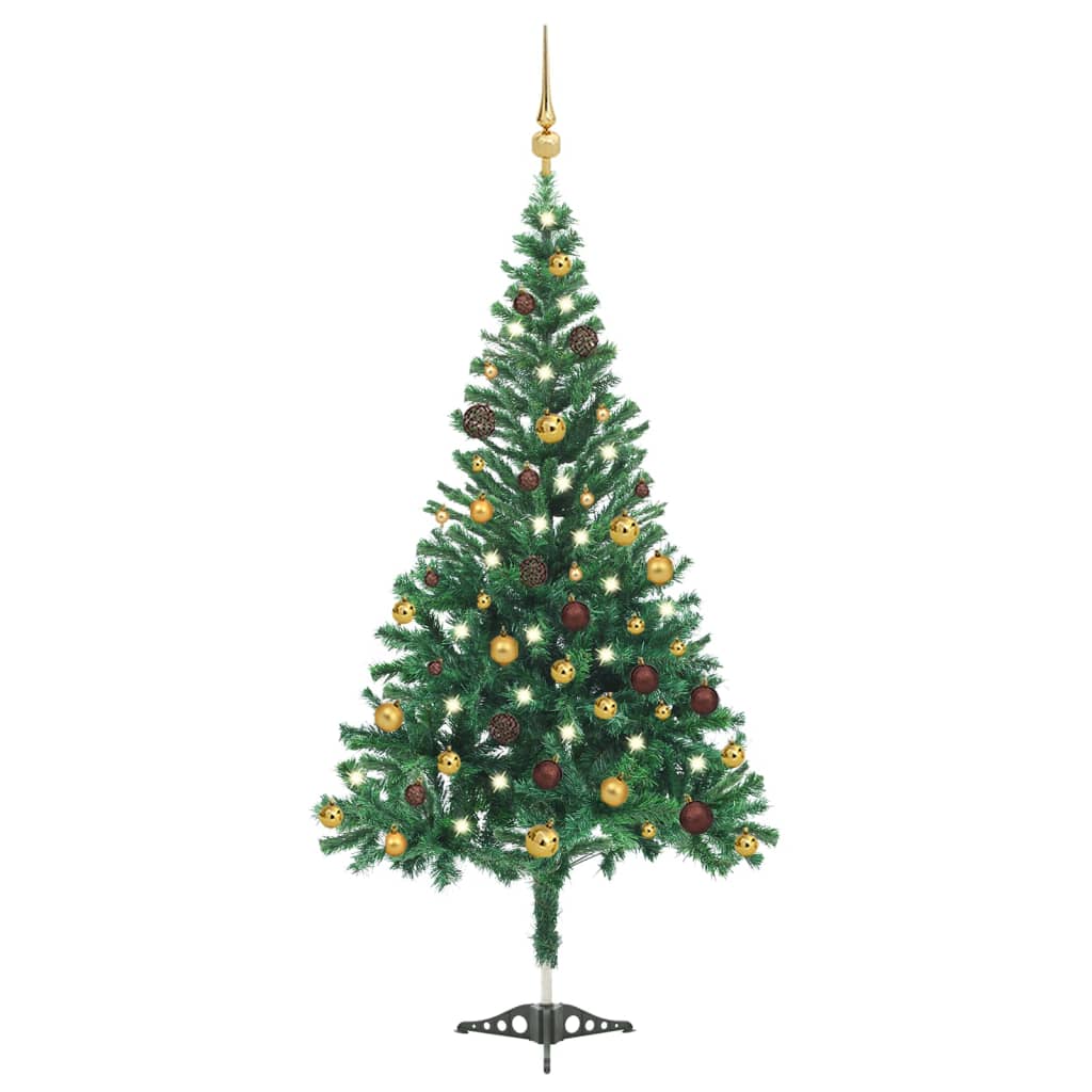 VIDAXL KUNSTKERSTBOOM mit Beleuchtung und Weihnachtskugeln 910 Zweige 210 cm