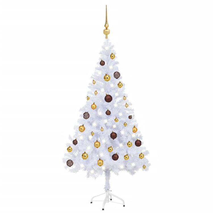 Vidaxl Kunstkerstboom mit Beleuchtung und Weihnachtskugeln 230 Zweige 120 cm