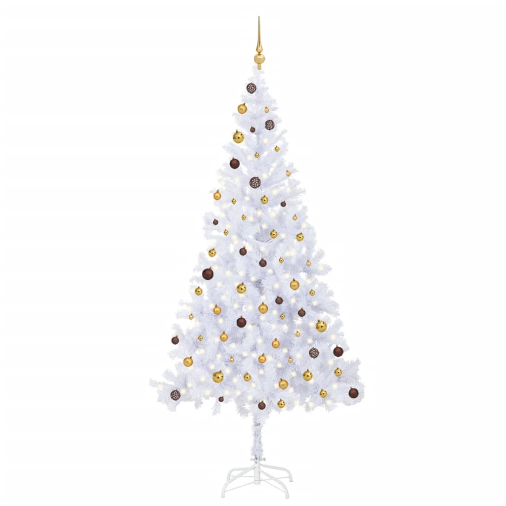 VIDAXL KUNSTKERSTBOOM mit Beleuchtung und Weihnachtskugeln 910 Zweige 210 cm