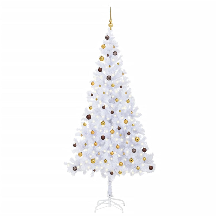 VIDAXL KUNSTKERSTBOOM mit Beleuchtung und Weihnachtskugeln 910 Zweige 210 cm