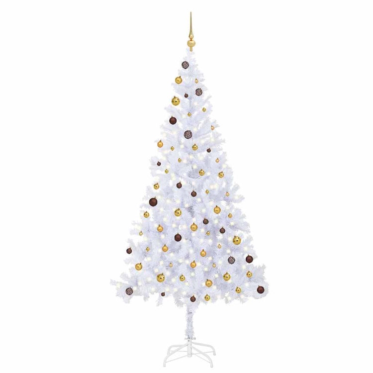 VIDAXL KUNSTKERSTBOOM mit Beleuchtung und Weihnachtskugeln 910 Zweige 210 cm