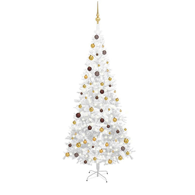Vidaxl Kunstkerstboom mit Beleuchtung und Weihnachtsbällen L 240 cm Weiß