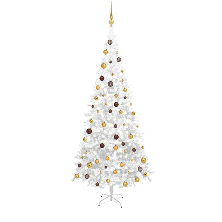 Vidaxl Kunstkerstboom mit Beleuchtung und Weihnachtsbällen L 240 cm Weiß