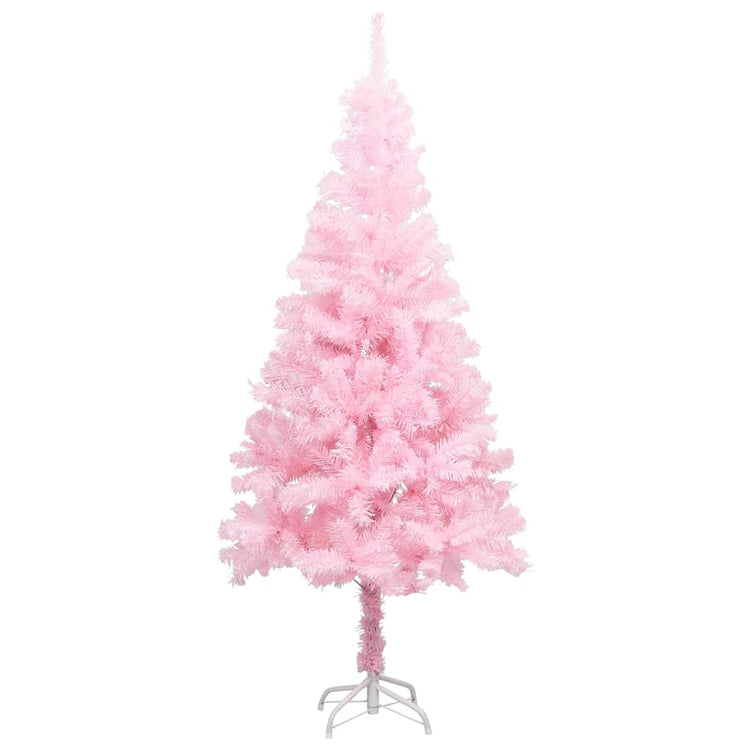 Vidaxl Kunstkerstboom mit Beleuchtung und Weihnachtskugeln 120 cm PVC Pink