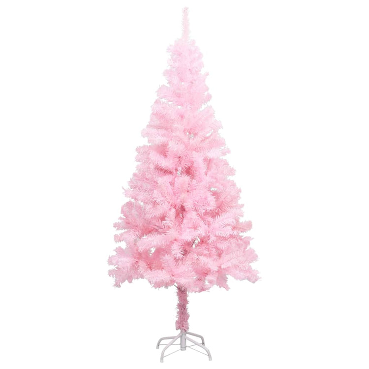 Vidaxl Kunstkerstboom mit Beleuchtung und Weihnachtskugeln 180 cm PVC Pink