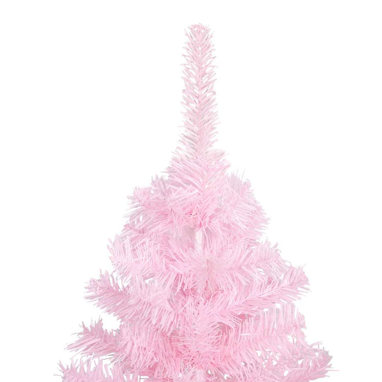 Vidaxl Kunstkerstboom mit Beleuchtung und Weihnachtskugeln 210 cm PVC Pink