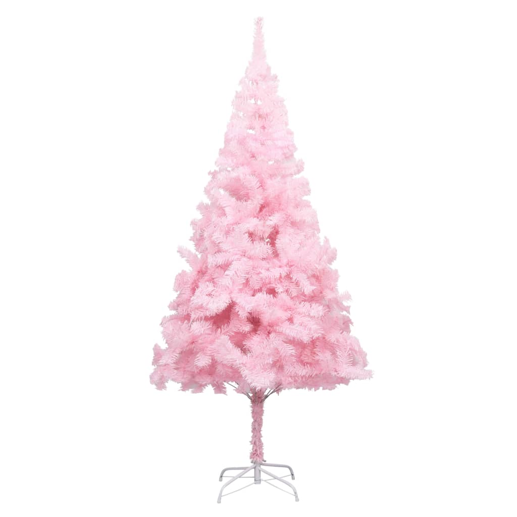 Vidaxl Kunstkerstboom mit Beleuchtung und Weihnachtskugeln 240 cm PVC Pink