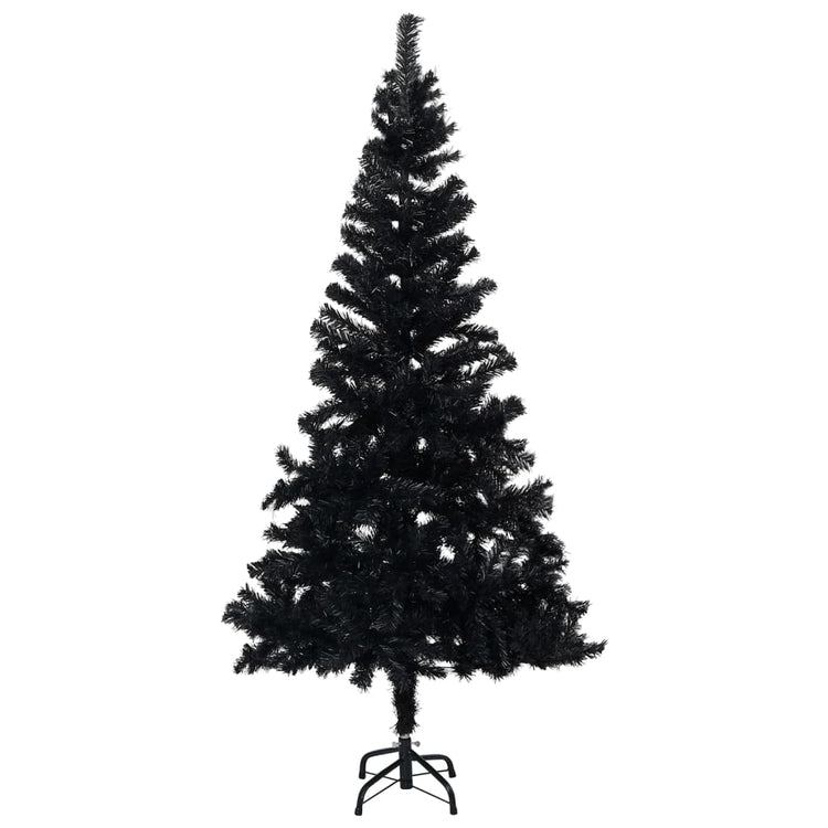 Vidaxl Kunstkerstboom mit Beleuchtung und Weihnachtskugeln 120 cm PVC Schwarz