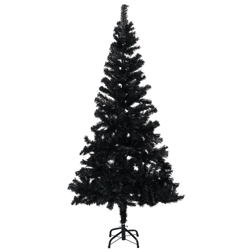 Vidaxl Kunstkerstboom mit Beleuchtung und Weihnachtskugeln 150 cm PVC Schwarz