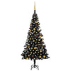 Vidaxl Kunstkerstboom mit Beleuchtung und Weihnachtskugeln 180 cm PVC Schwarz