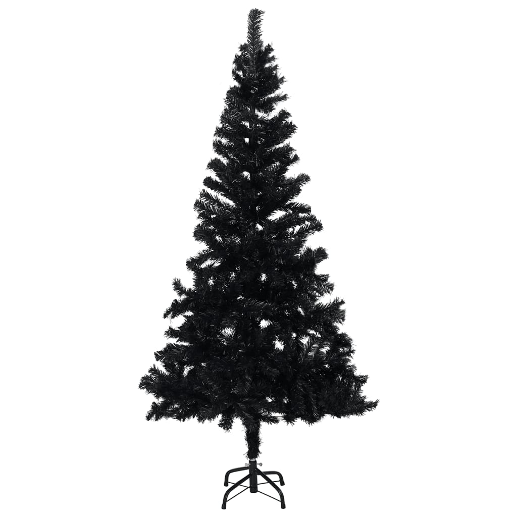 Vidaxl Kunstkerstboom mit Beleuchtung und Weihnachtskugeln 180 cm PVC Schwarz